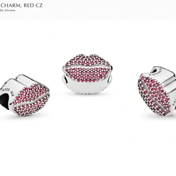 Pandora Kiss More Red Cubic Zirconia Lip Charm - Picture 3 of 3